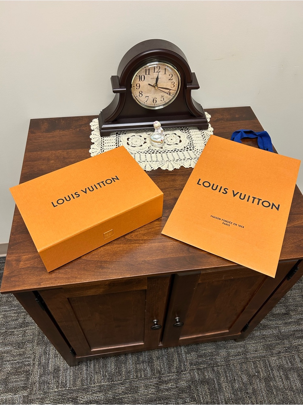 Louis Vuitton Orange Box and Shopping Bag